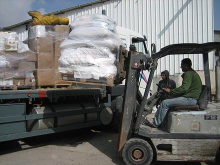 Relief items being loaded
