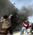 Palestinians in Qalqilya demonstrating against the Wall