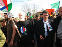 Fatah leader Kadura Fares and Avnery among the marchers 