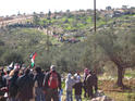 The first demonstrators confront the soldiers next to the Fence (Right top corner) 