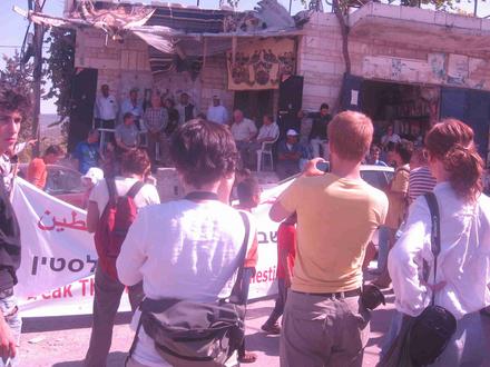 Palestinians and  Israelis at the rally